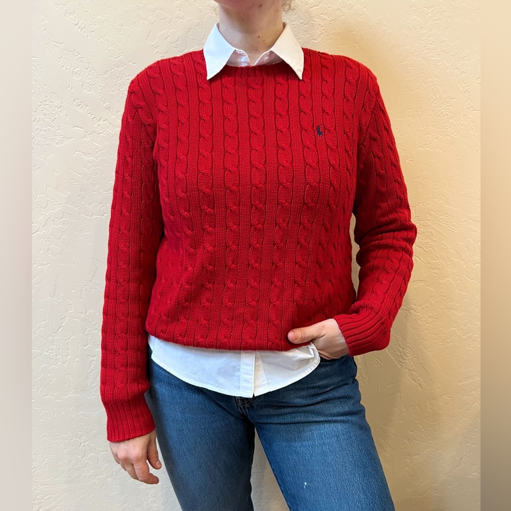 Classic Polo Ralph Lauren Cotton Cable Knot Sweater Size M